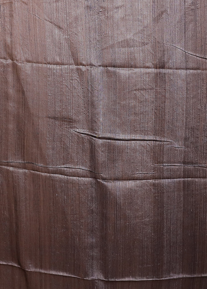 Grey Handloom Matka Pure Silk Saree With Blouse Piece