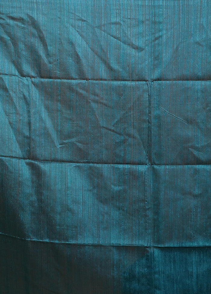 Blue Handloom Matka Pure Silk Saree With Blouse Piece