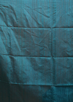 Blue Handloom Matka Pure Silk Saree With Blouse Piece