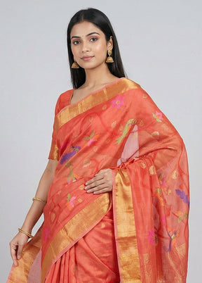 Red Handloom Matka Pure Silk Saree With Blouse Piece