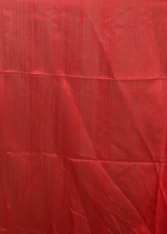 Red Handloom Matka Pure Silk Saree With Blouse Piece