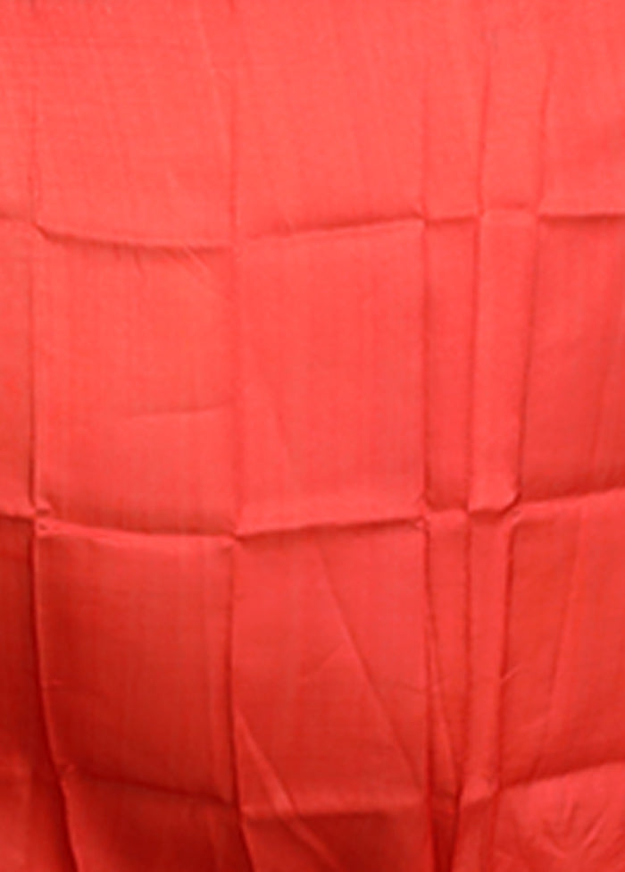 Red Printed Pure Silk Saree With Blouse Piece