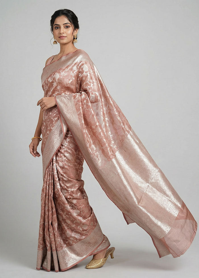 Pink Tissue Silk Saree With Blouse Piece