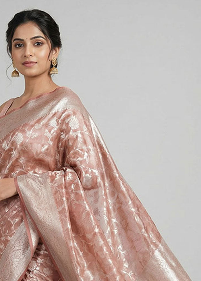 Pink Tissue Silk Saree With Blouse Piece