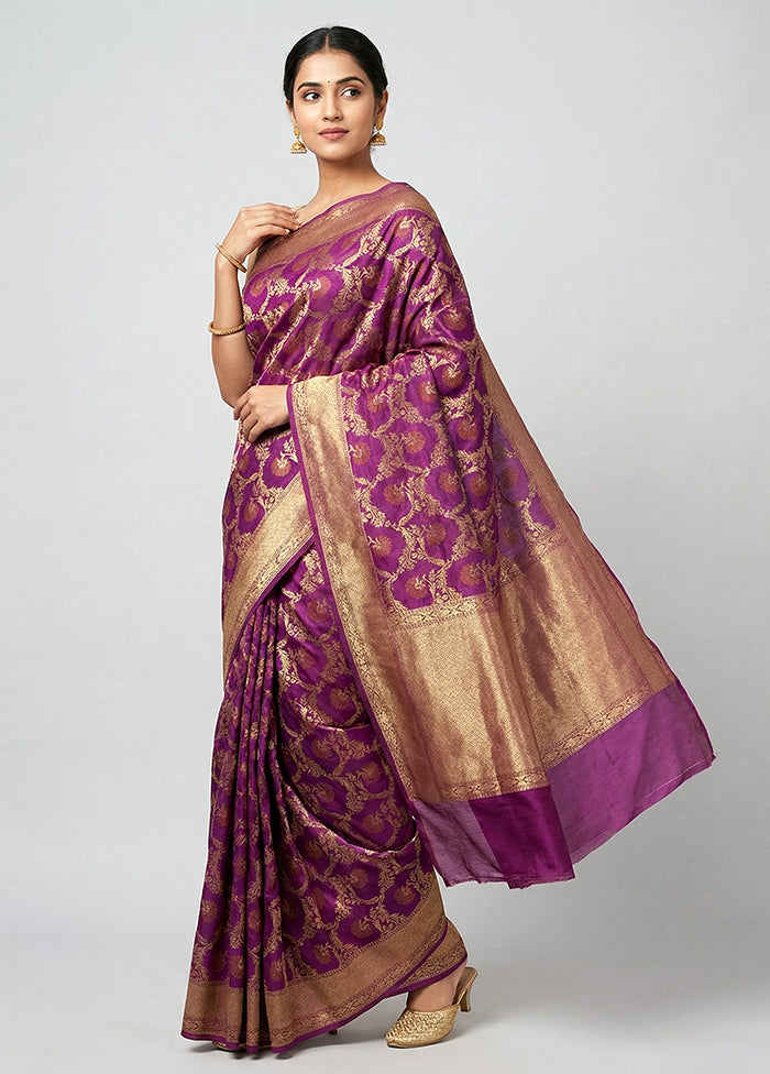 Pink Kora Silk Saree With Blouse Piece