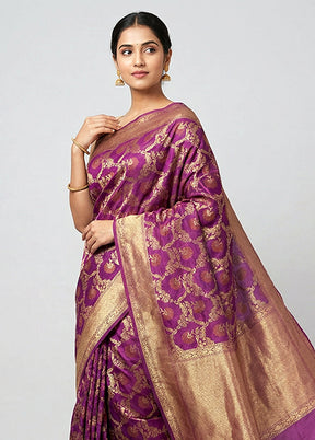 Pink Kora Silk Saree With Blouse Piece