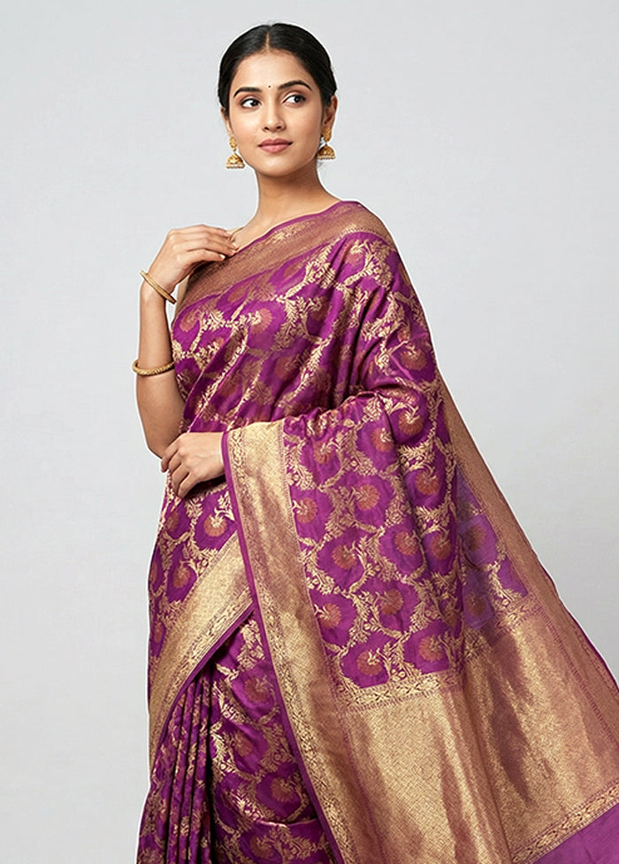 Pink Kora Silk Saree With Blouse Piece