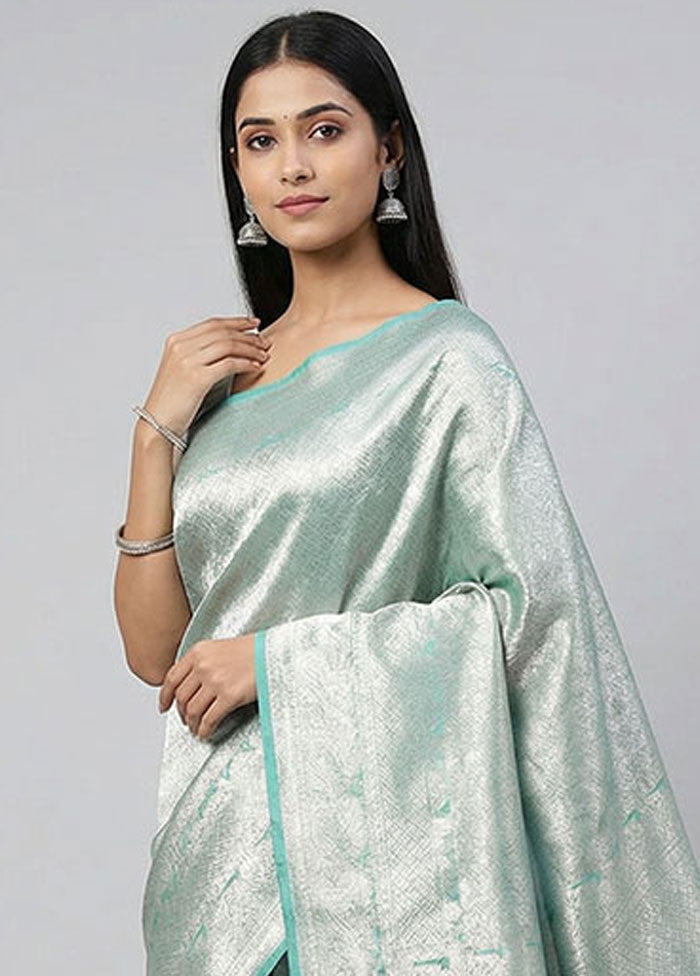 Green Tissue Silk Saree With Blouse Piece