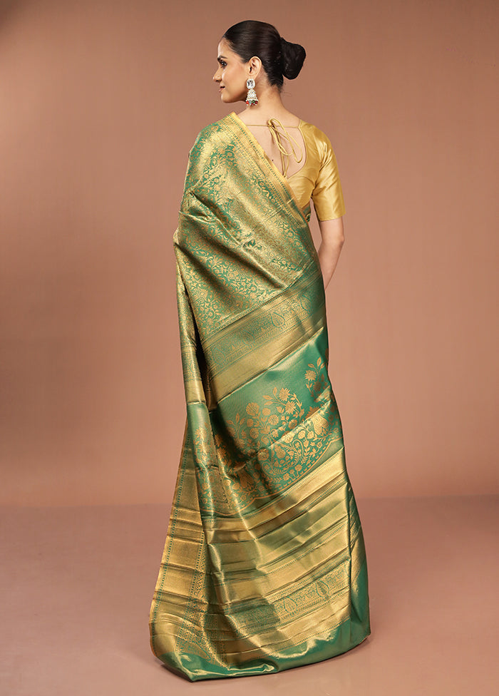 Green Kanjivaram Silk Saree With Blouse Piece