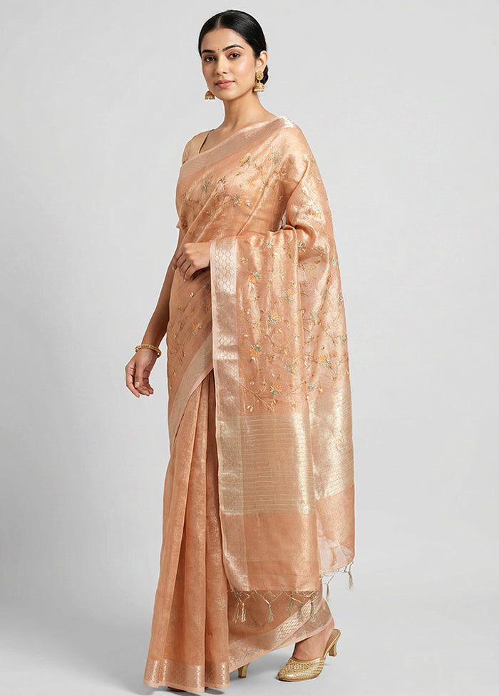 Gold Tissue Silk Saree With Blouse Piece