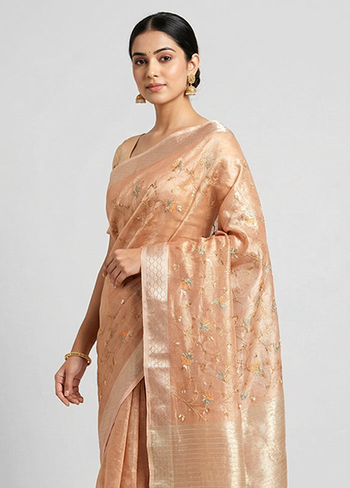 Gold Tissue Silk Saree With Blouse Piece