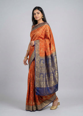 Maroon Handloom Jamewar Pure Silk Saree With Blouse Piece