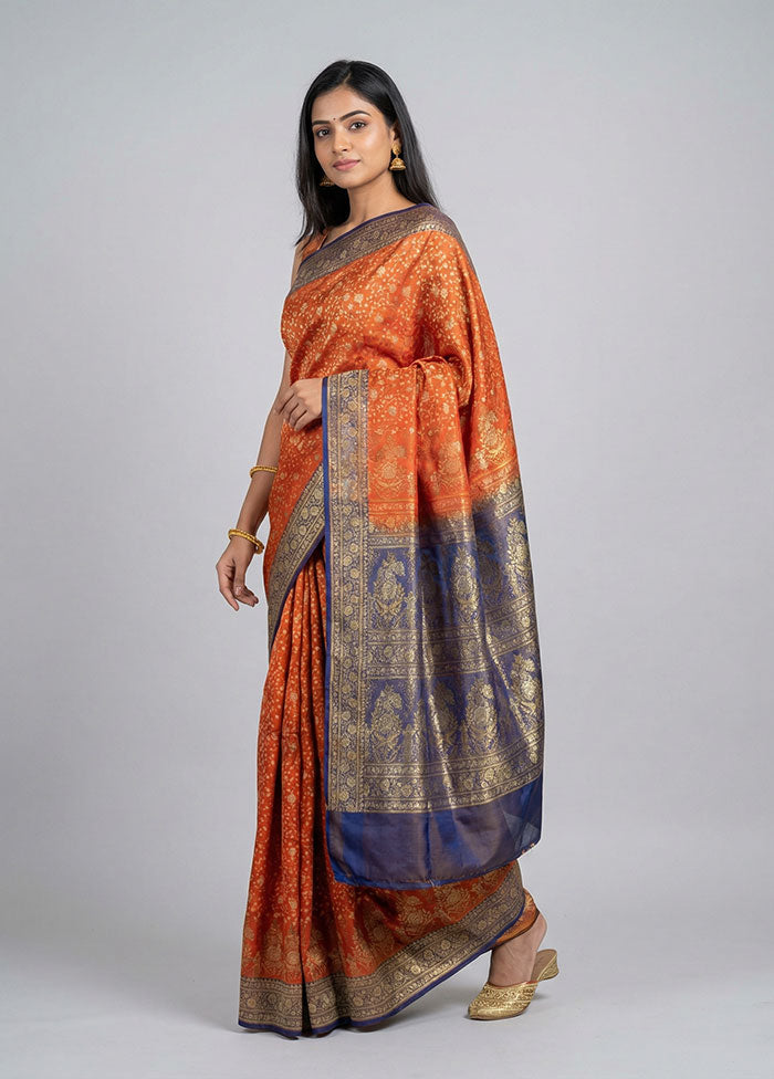Maroon Handloom Jamewar Pure Silk Saree With Blouse Piece