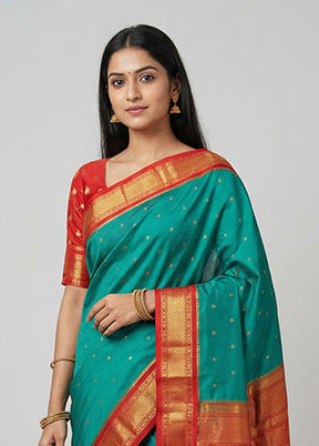 Green Kanjivaram Silk Saree With Blouse Piece
