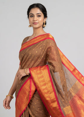 Multicolor Kanjivaram Silk Saree With Blouse Piece