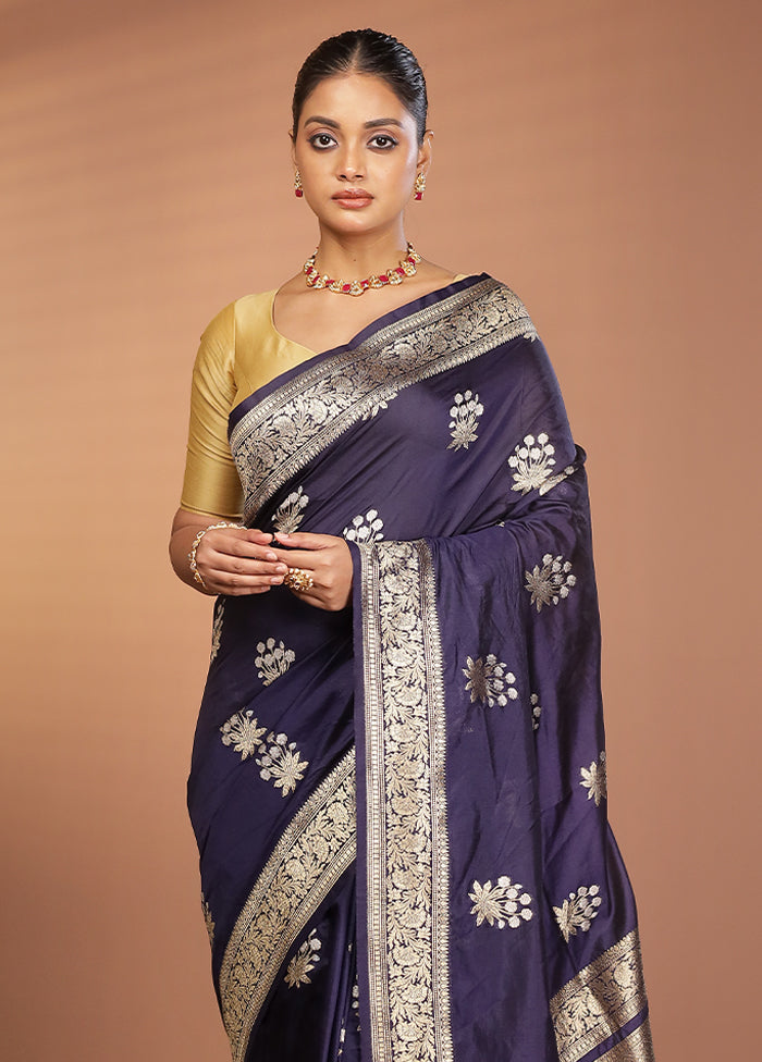 Purple Dupion Silk Saree With Blouse Piece