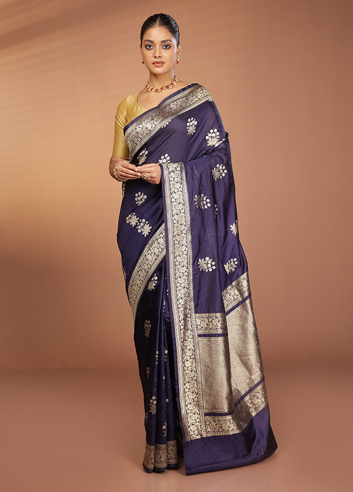 Purple Dupion Silk Saree With Blouse Piece
