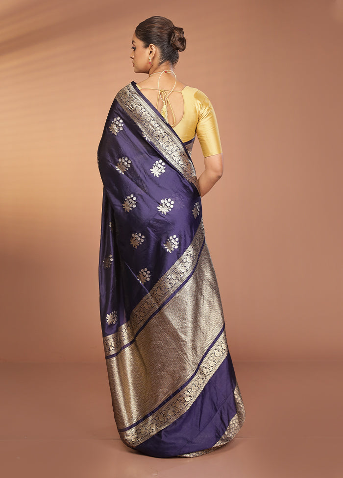 Purple Dupion Silk Saree With Blouse Piece