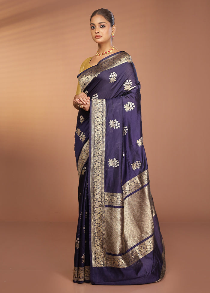 Purple Dupion Silk Saree With Blouse Piece