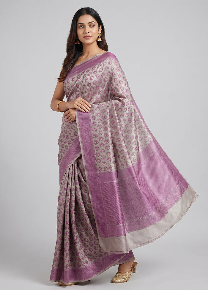 Cream Handloom Jamewar Pure Silk Saree With Blouse Piece