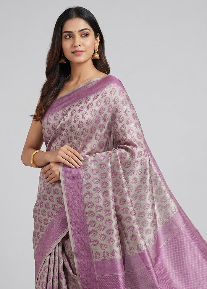 Cream Handloom Jamewar Pure Silk Saree With Blouse Piece