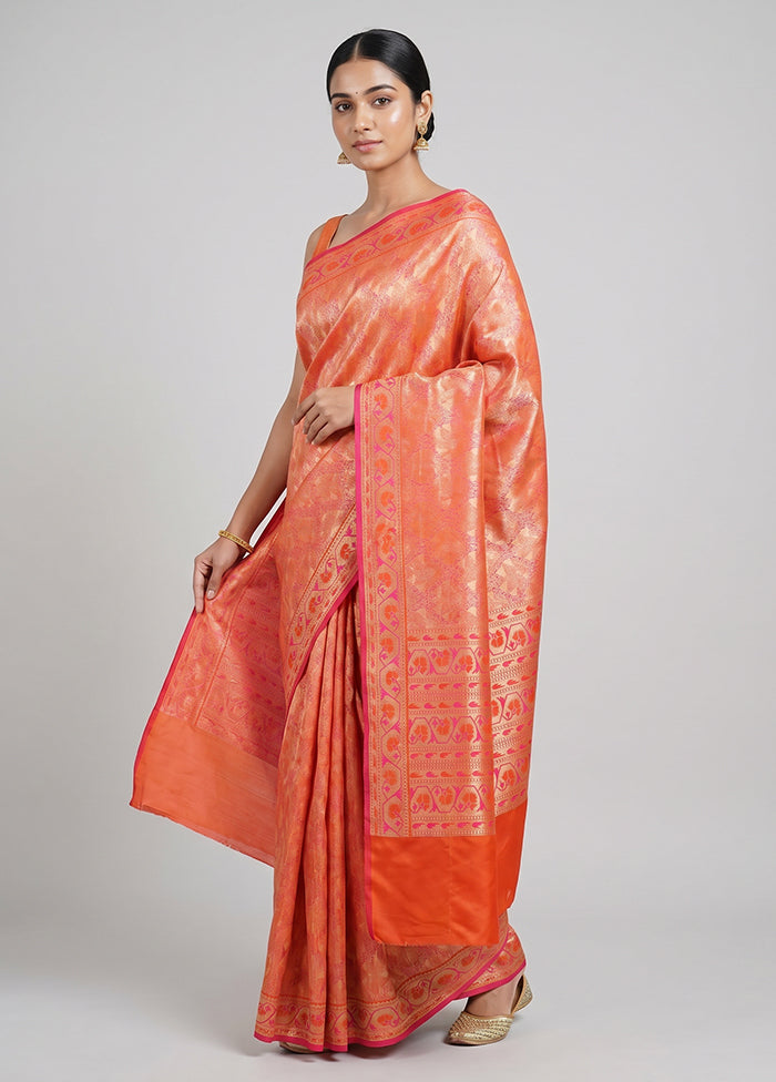 Pink Handloom Katan Pure Silk Saree With Blouse Piece