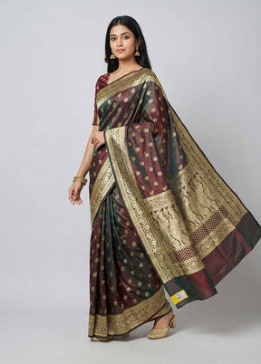 Green Handloom Banarasi Pure Silk Saree With Blouse Piece