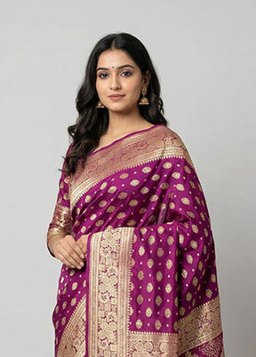Pink Handloom Banarasi Pure Silk Saree With Blouse Piece