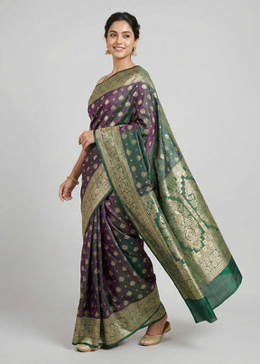 Green Handloom Banarasi Pure Silk Saree With Blouse Piece