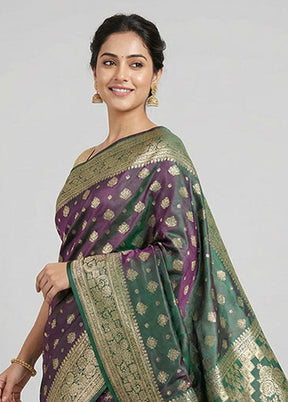 Green Handloom Banarasi Pure Silk Saree With Blouse Piece
