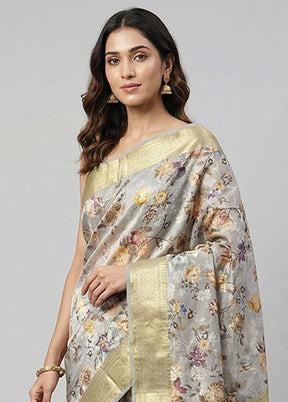 Green Dupion Silk Saree With Blouse Piece