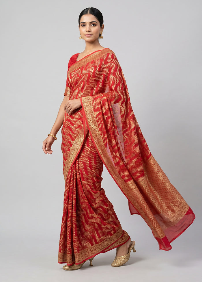 Pink Georgette Saree With Blouse Piece