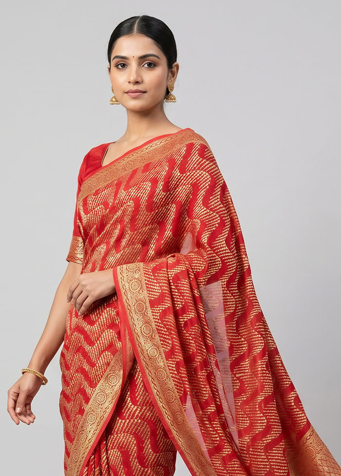 Pink Georgette Saree With Blouse Piece