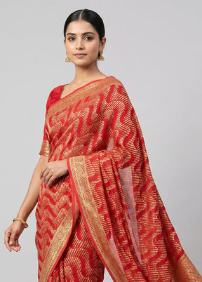 Pink Georgette Saree With Blouse Piece
