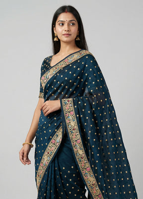 Blue Georgette Saree With Blouse Piece