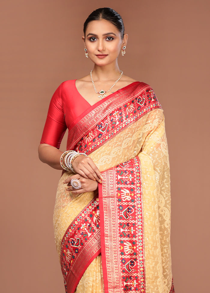 Yellow Tissue Silk Saree With Blouse Piece