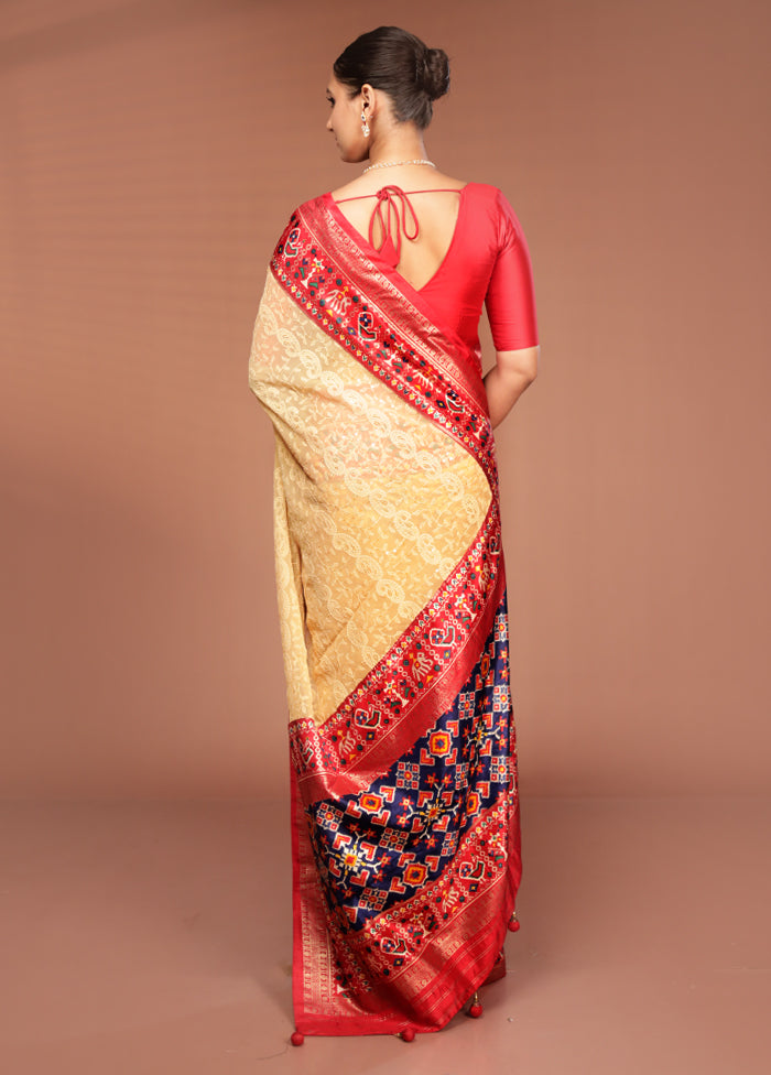 Yellow Tissue Silk Saree With Blouse Piece