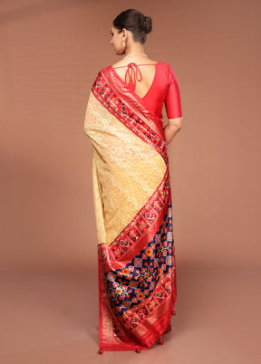 Yellow Tissue Silk Saree With Blouse Piece