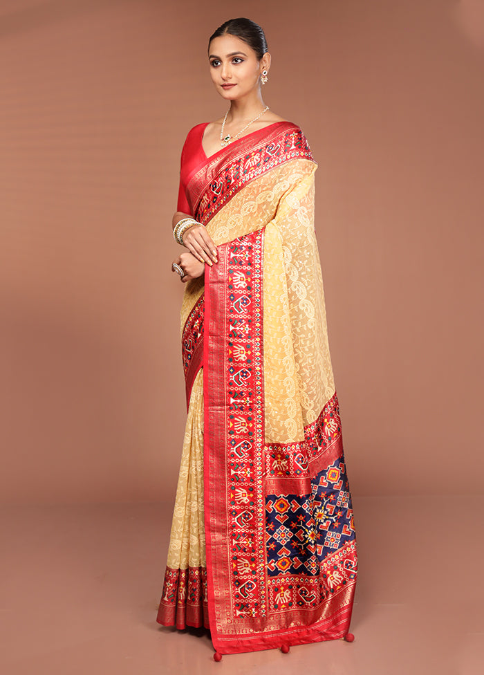Yellow Tissue Silk Saree With Blouse Piece