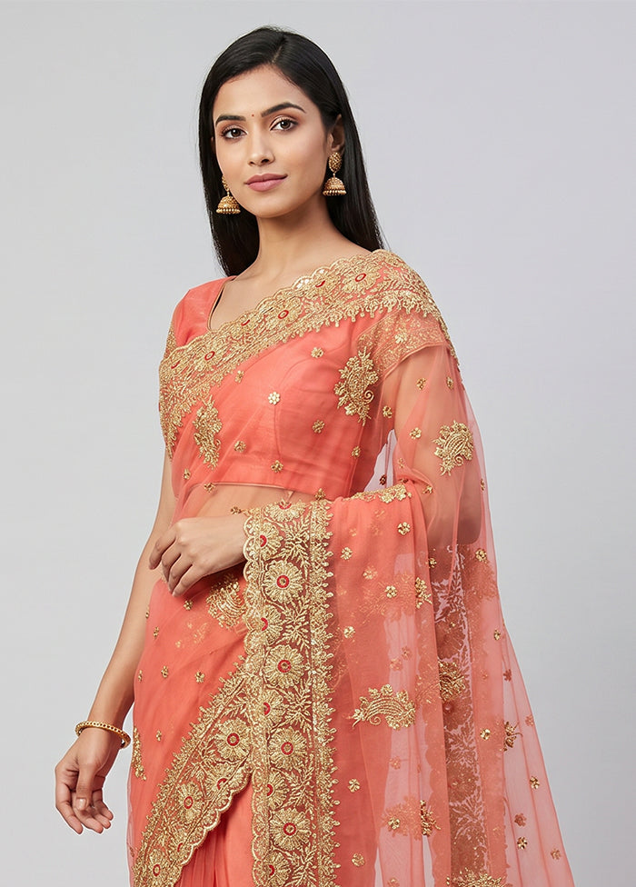 Pink Georgette Saree With Blouse Piece