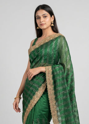 Green Georgette Saree With Blouse Piece