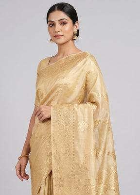 Cream Dupion Silk Saree With Blouse Piece