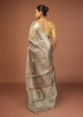 Green Tissue Silk Saree With Blouse Piece