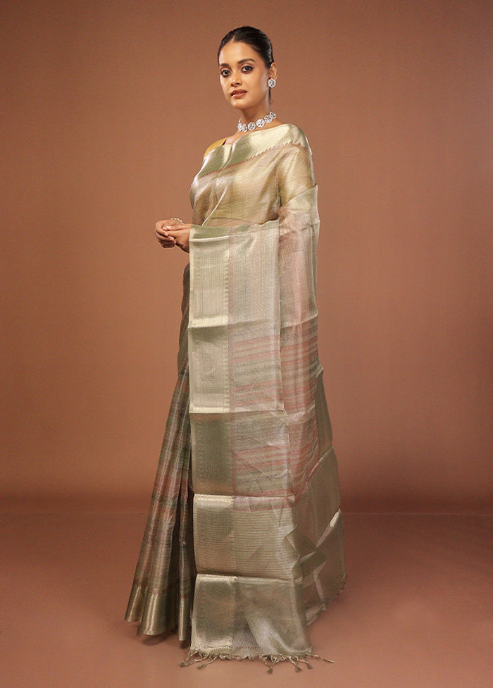 Green Tissue Silk Saree With Blouse Piece