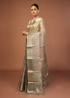 Green Tissue Silk Saree With Blouse Piece