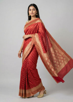 Red Pure Cotton Saree With Blouse Piece