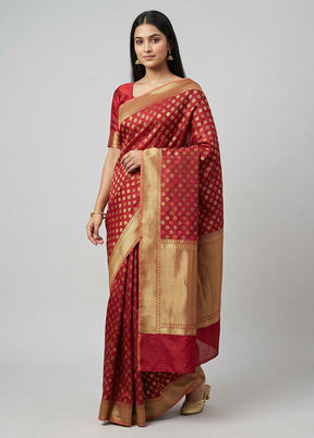 Red Pure Cotton Saree With Blouse Piece