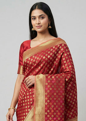 Red Pure Cotton Saree With Blouse Piece