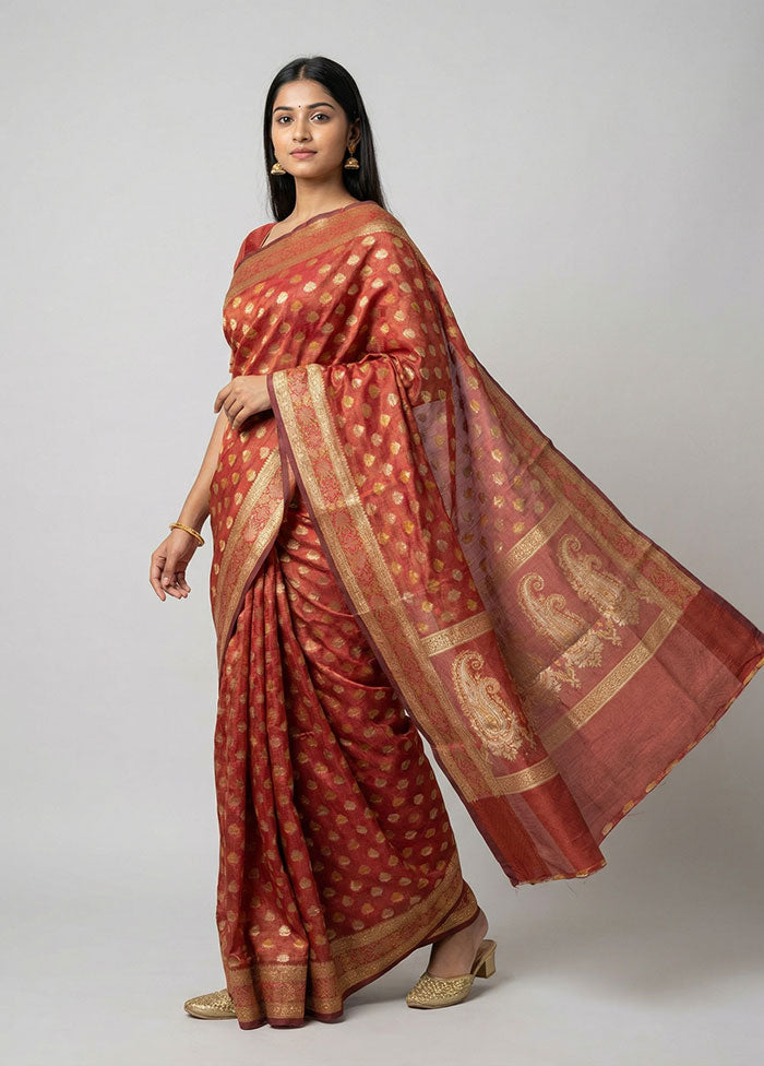 Red Pure Cotton Saree With Blouse Piece