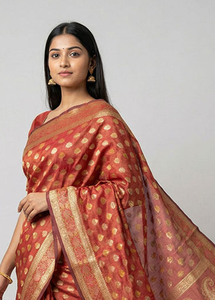 Red Pure Cotton Saree With Blouse Piece